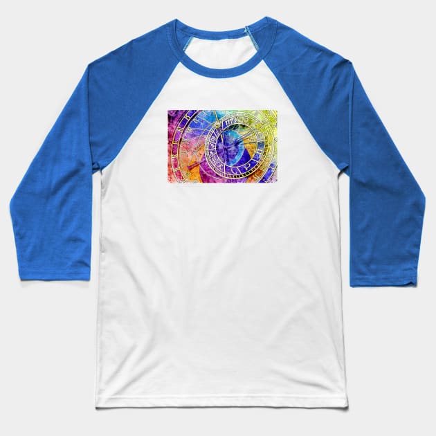 Astronomical Clock Baseball T-Shirt by Alpenglow Workshop